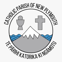 Parish crest: chalice, cross and Mount Taranaki